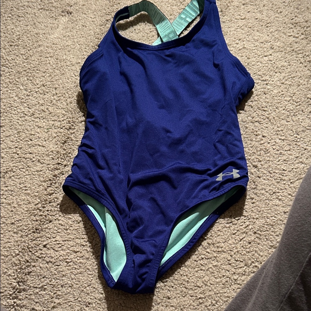 Under Armour Kids' Navy and Mint One Piece Swimsuit